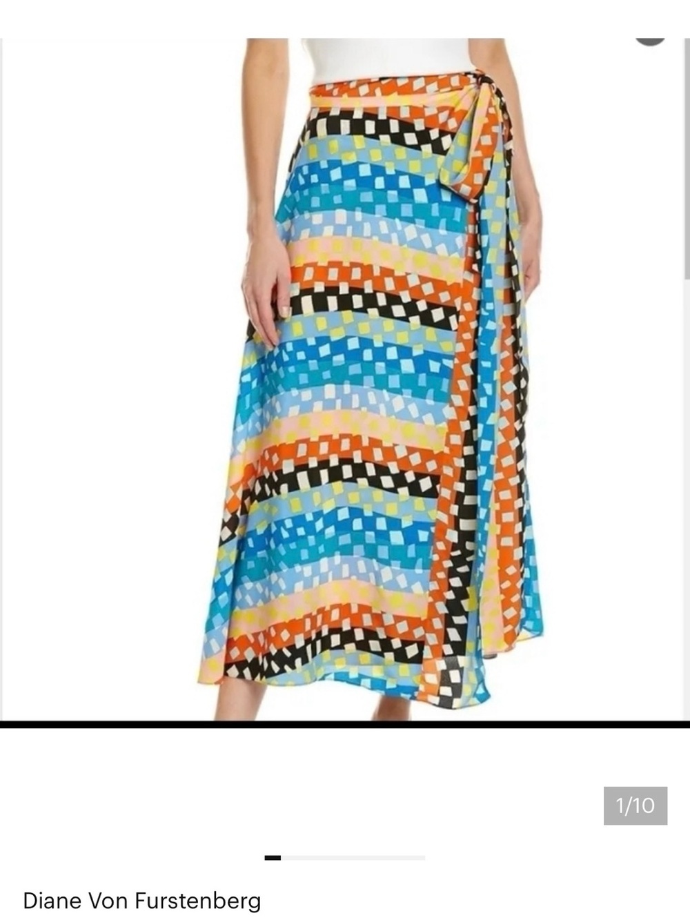Diane von Furstenberg Teal, Orange and Yellow Geometric Dress